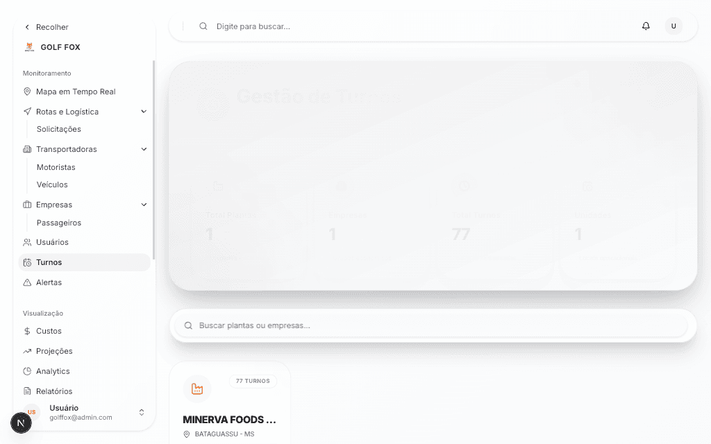 Interface de gestão de turnos e escalas
