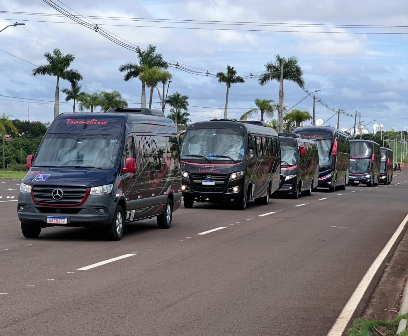 Frota em operação na estrada